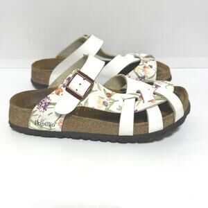 Birkenstock Papillio Womens Pisa Birko Flor Sandals White Floral Pink  38 US 7